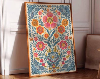 Vintage Mexican Floral Print, Botanical Wall Art