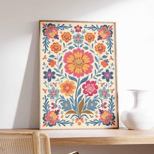 Vintage mexikanische Poster, mexikanische Drucke, mexikanische Dekoration, traditionelles lateinisches Dekor, Blumendruck, Botanische Wandkunst, Tropischer Druck, lateinische Kunst