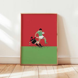 Rugby Poster, Sports Print, Rugby Wall Art, Athlete Decor, Rugby Illustration, Rugby Ball Poster, Rugby Player Print, Gift for Rugby Fans