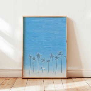 Blue Surfing Poster, Retro Surf Print, Beachy Wall Art, Blue Wall Art, Summer Ocean Print, Dopamine Decor, Beach Poster, Coastal Decor
