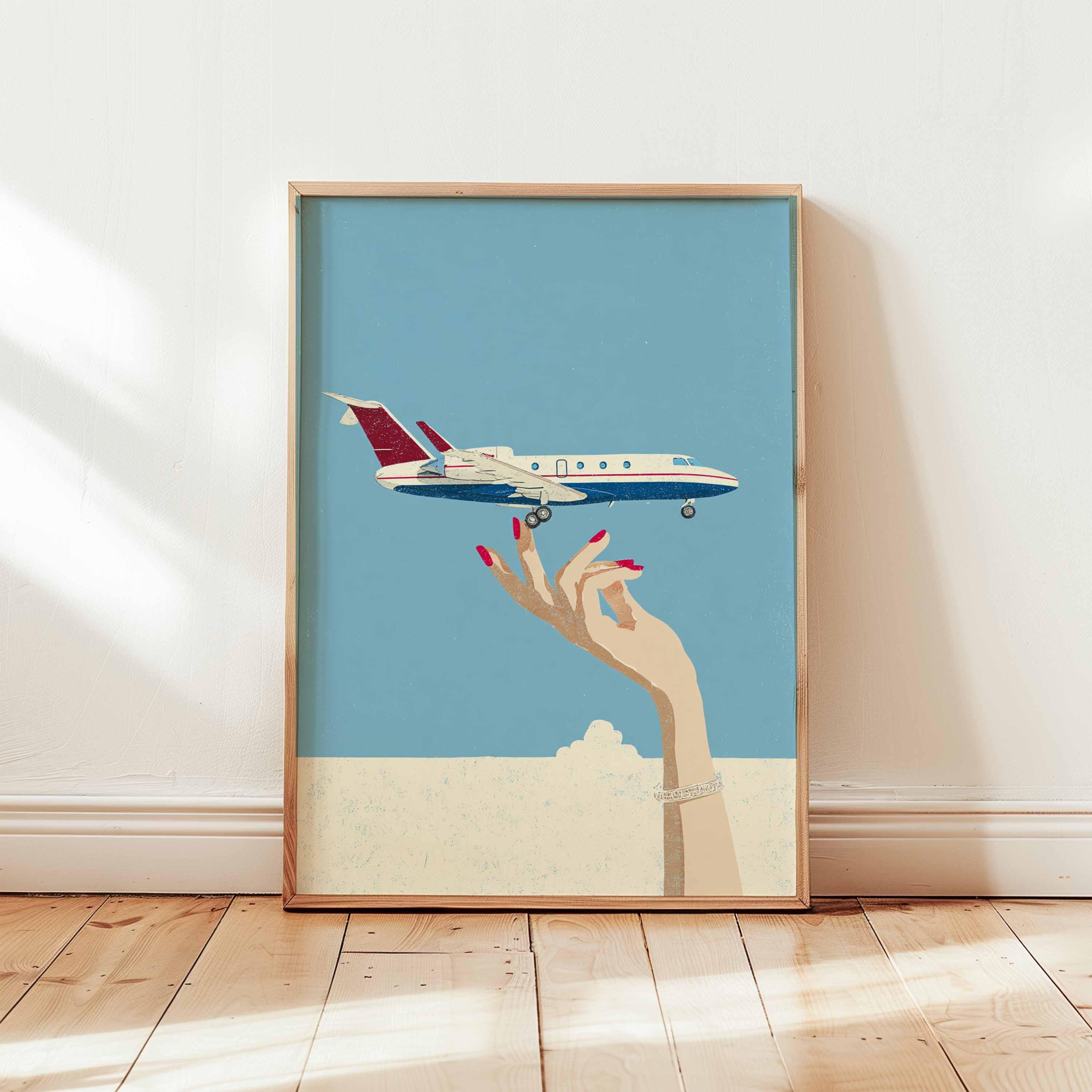 Poster ARTTOR 50x40 Cm - Affiche Avion Rétro, Noir Et Blanc, Décoration Murale Moderne