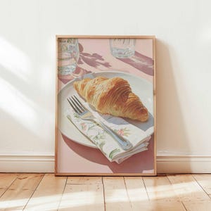 Croissant Poster, Paris Breakfast Wall Art, Foodie Kitchen Decor, Croissant Illustration Gift, French Posters And Prints