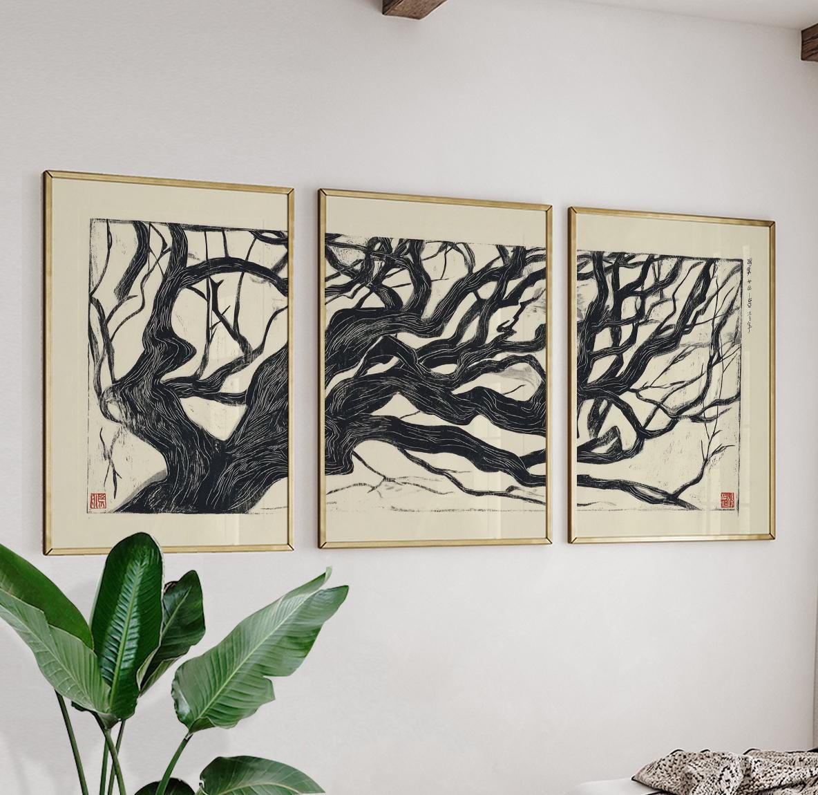 Gnarled Tree Poster Set Of 3 Japanese Woodcut Style Wall Art Etsy Gnarled Tree Poster Set Of 3 Japanese Woodcut Style Wall Art Etsy