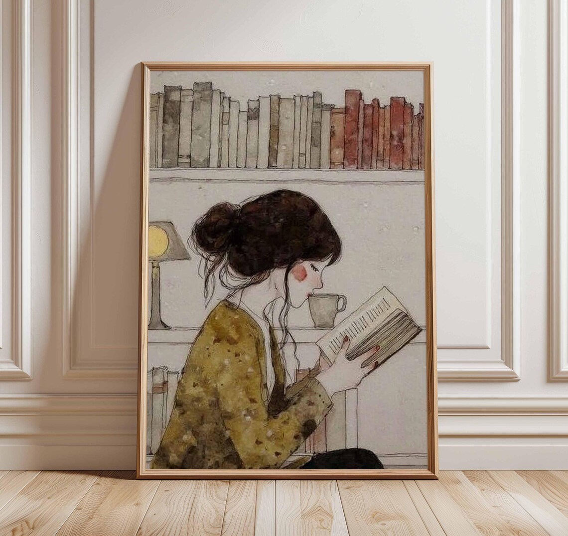 Cozy Reading Nook Watercolor Art Print | Book Lover Gift - Etsy UK