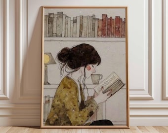 Cozy Reading Nook Watercolor Art Print | Book Lover Gift