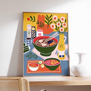 Pôster de comida vietnamita, pôster de Pho, impressão do Vietnã, impressão de comida para mesa de jantar, pôster de cozinha, decoração de cozinha, pôster de comida