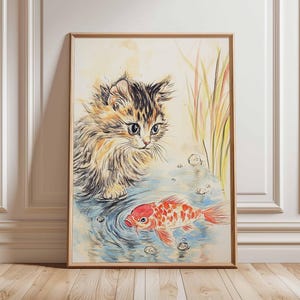 Japanese Cat Poster, Cat Print, Animal Art Print, Wall Art Decor, Vintage Art, Retro Art, Realist Art Print, Cat Lovers Gift, A1/A2/A3/A4