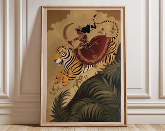 手作りの女神ラティのミニチュア絵画：オウムのインド美術（10.5x13.5