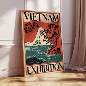 Retro Vietnam Exhibition Poster, Vietnamese Wall Art, Vietnam Gift, Botanical Print, Floral Wall Art, Tropical Decor, Vietnam Decor