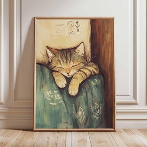 Japanese Cat Poster, Cat Print, Animal Art Print, Wall Art Decor, Vintage Art, Retro Art, Realist Art Print, Cat Lovers Gift, A1/A2/A3/A4