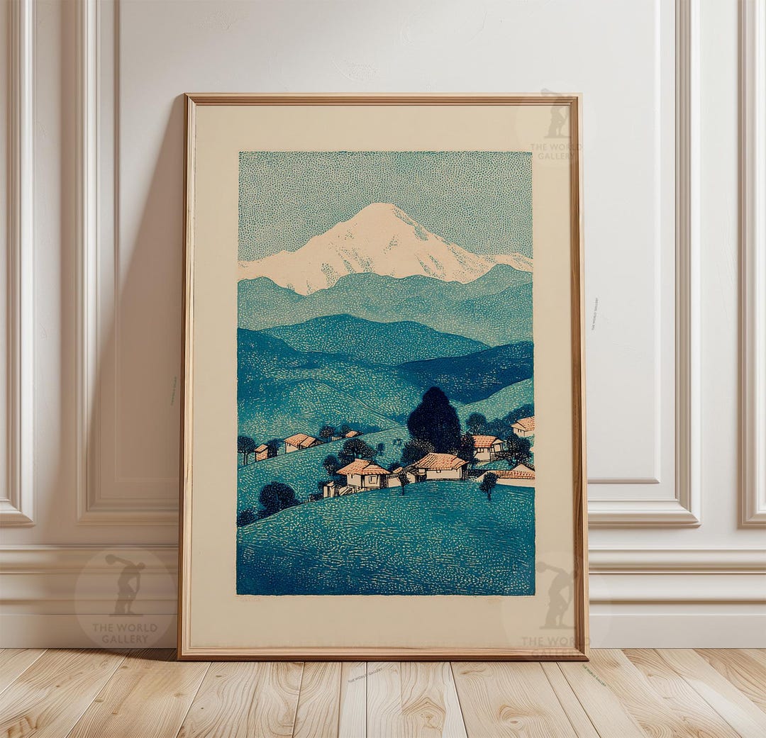 Japanese Mountain Poster | Minimalist Landscape Art Print | Nature ...