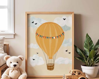 Hot Air Balloon Nursery Print, Kids Room Decor