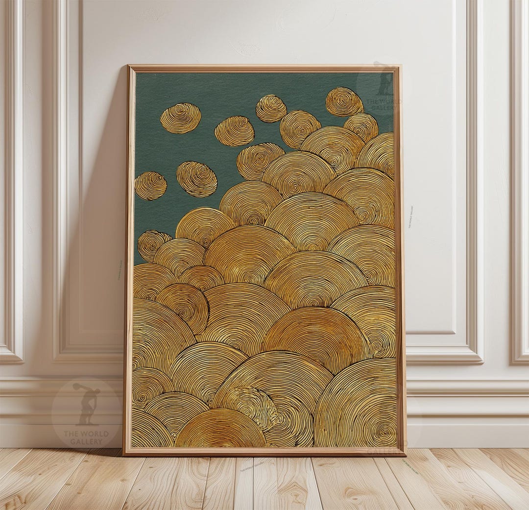 Abstract Golden Wave Pattern Poster | Textured Circular Forms Wall Art ...