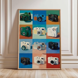 Retro Camera Poster, Vintage Photography Wall Art, Classic Camera Print, Film Camera Artwork, Photographer Decor