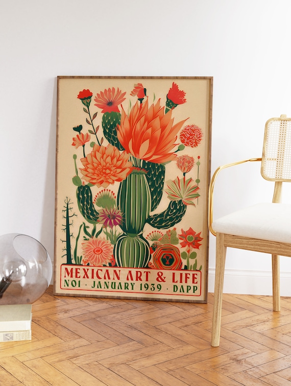 Vintage Mexican Cactus Art Print, Floral Botanical Poster - Etsy Israel