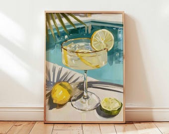 Lámina decorativa con receta de margarita, decoración para bar mexicano