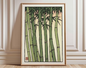 Japanskt bambukonsttryck, zen minimalistisk heminredning