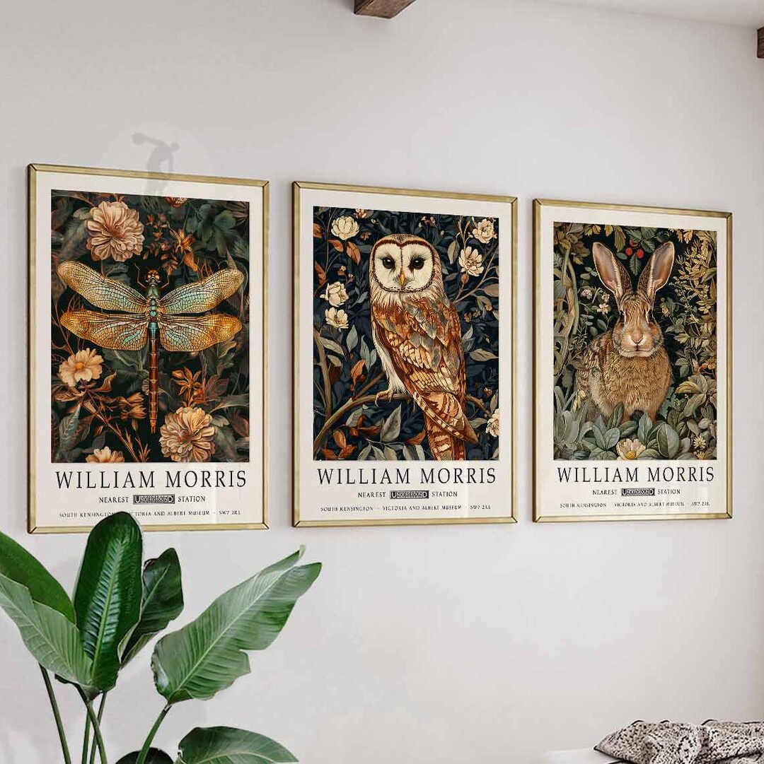 William Morris Animal Print Set, Vintage Floral Wall Decor - Etsy