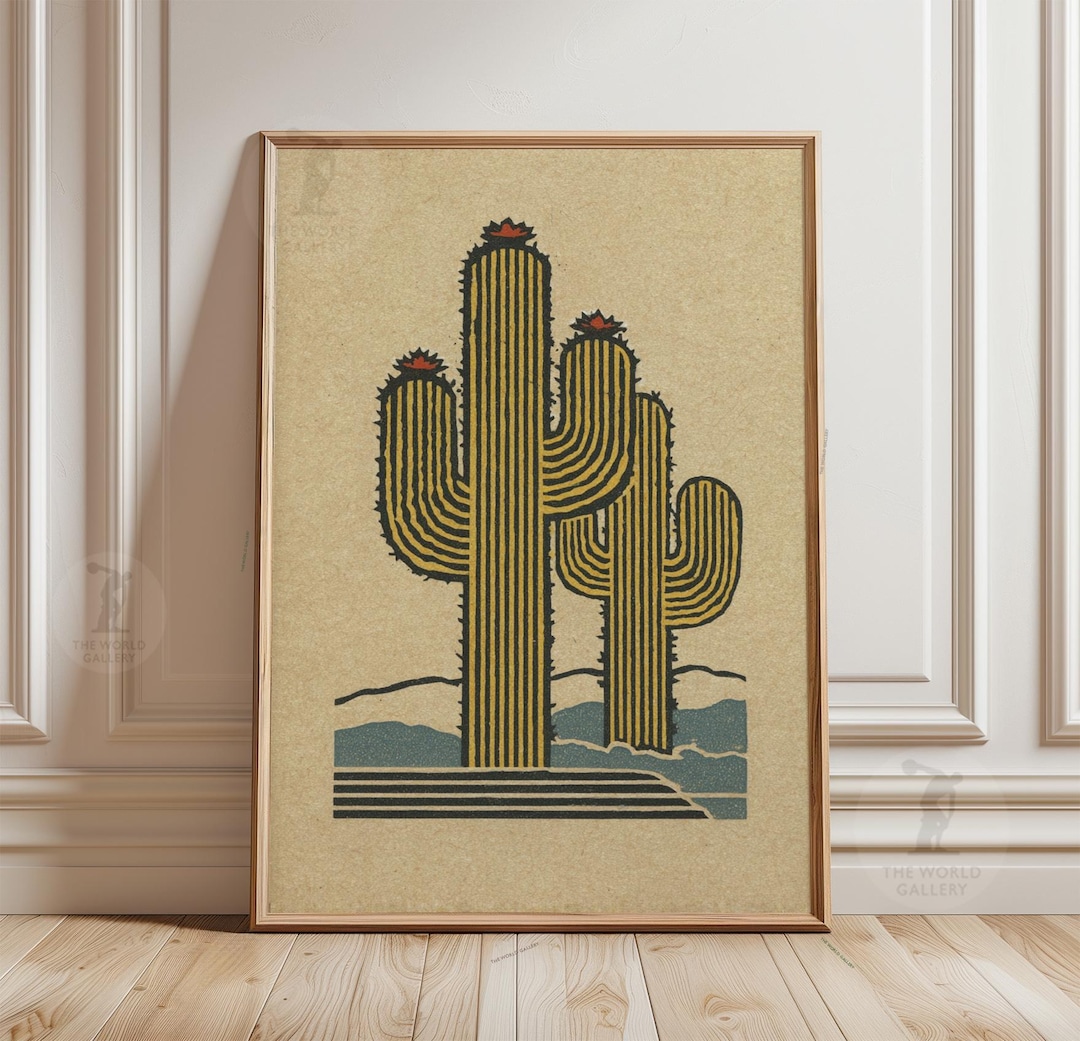 Cactus Poster | Desert Plant Wall Art | Minimal Botanical Print | Mid ...