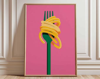 Pasta Pop Art Print, Retro Kitchen Decor
