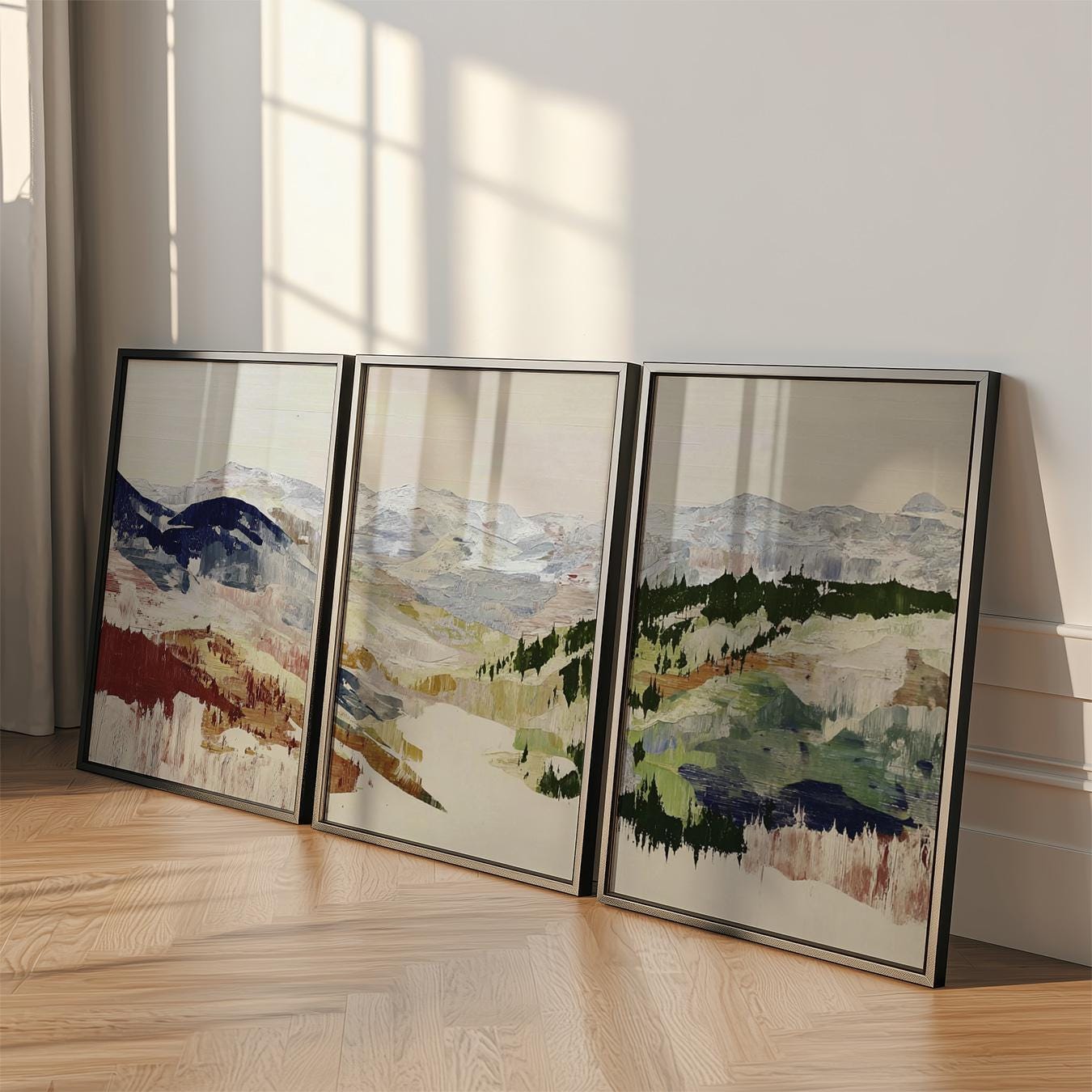 Alpine Valley Poster Set of 3 Abstract Brushstroke Style Wall Art - Etsy
