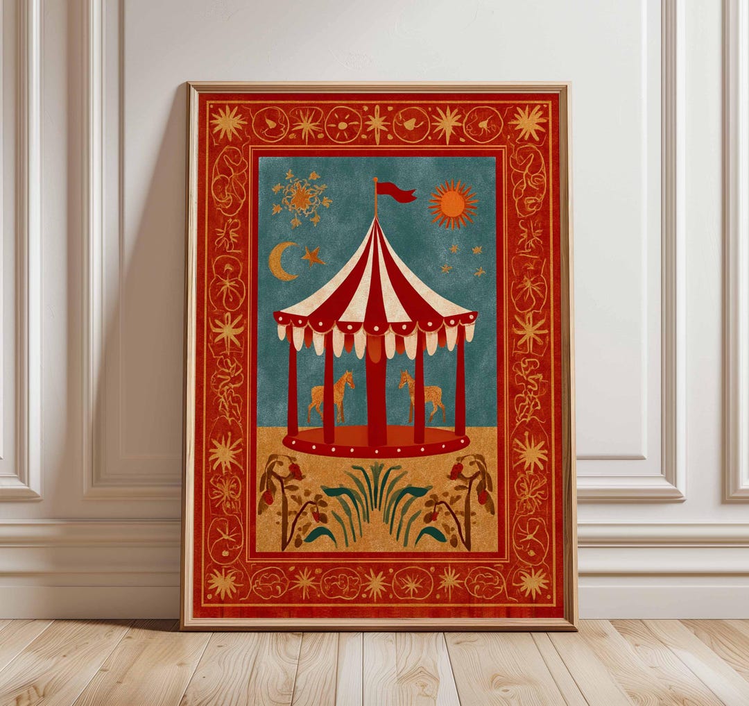Vintage Circus Tent Art Print | Retro Carnival Wall Decor - Etsy UK
