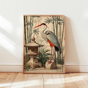 Crane Poster, Bird Wall Art, Japanese Crane Print, Minimalist Bird Poster, Nature Art Print, Animal Wall Decor, Crane Bird Gift