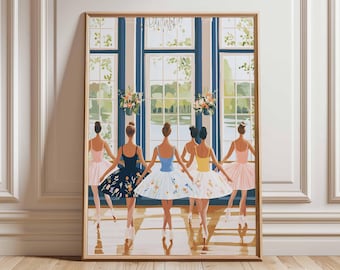 Ballerina Wall Art Print, Elegant Dance Studio Illustration