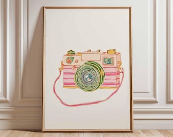 Colorful Camera Art Print | Retro Pop Art Photography Decor