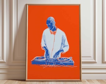 DJ Poster Print | Music Room Decor | Modern Pop Art | DJ Turntable Art | Music Studio Wall Art