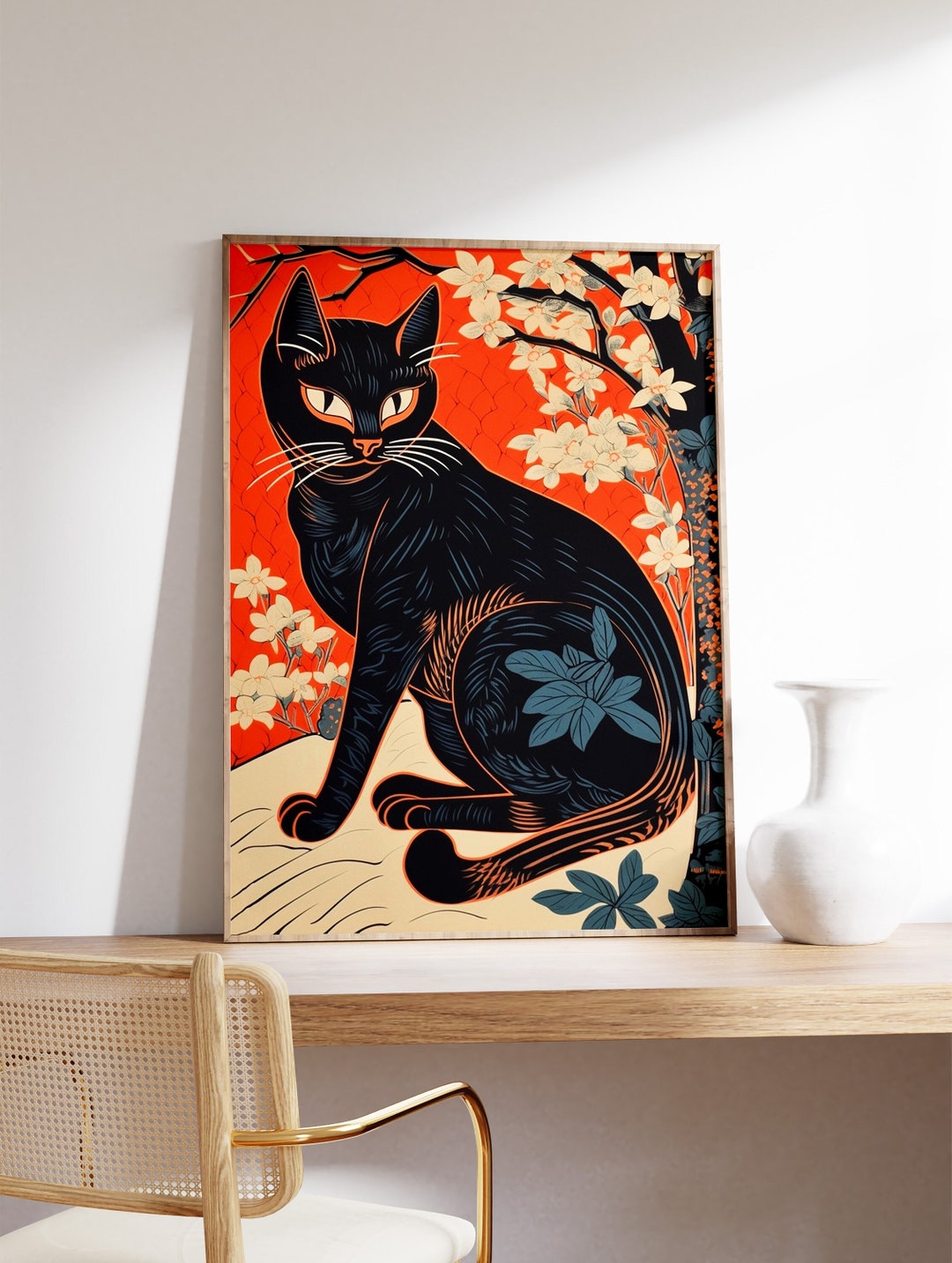 vintage-japanese-cat-poster-japanese-cat-print-cat-gift-etsy