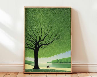 Giant Green Tree Poster, Serene Nature Landscape Art Print