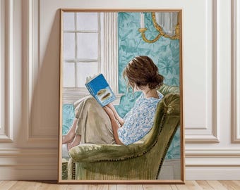 Reading Woman Art Print | Cozy Home Decor