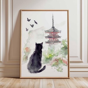 Japanese Cat Poster, Cat Print, Animal Art Print, Wall Art Decor, Vintage Art, Retro Art, Realist Art Print, Cat Lovers Gift, A1/A2/A3/A4