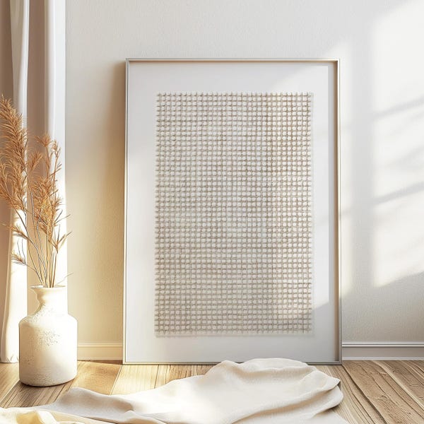 Beige Japanese Abstract Poster | White Minimalist Print | Vintage Decor | Abstract Art | Art for Livingroom | Scandinavian Art | Japandi Art