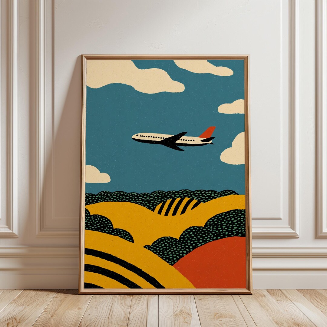 Abstract Airplane Landscape Poster | Colourful Travel Illustration Art ...