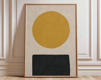 Minimalistyczny geometryczny nadruk, abstrakcyjna sztuka złotego koła, styl skandynawski
