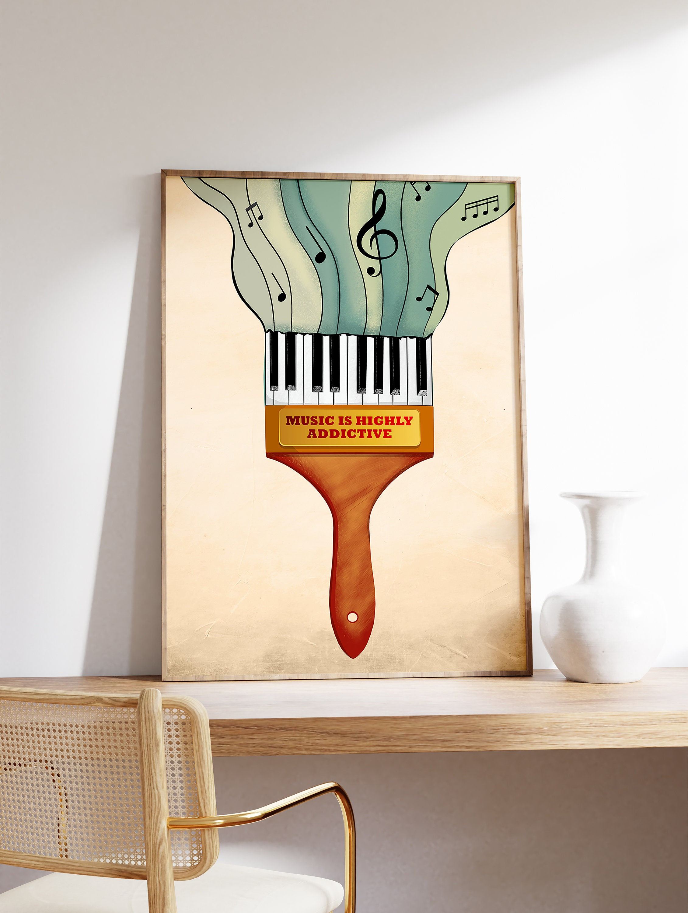 Music Wall Art, Piano Paintbrush Art Print, Music Decor, Music Gift ...