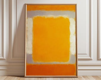 Estampado abstracto de campo de color naranja, arte mural moderno de mediados de siglo.