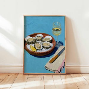 Oyster Poster, Seafood Print, Coastal Wall Art, Nautical Decor, Kitchen Food Poster, Oyster Illustration Print, Oyster Lover Gift