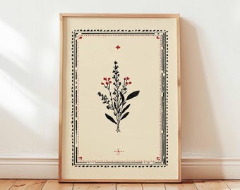 Palestinian Olive Branch Print, Traditional Arabic Botanical Art