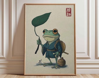 Frog Samurai Sketch Art Print by Dela Longfish 8x10 and 5x7 Inches