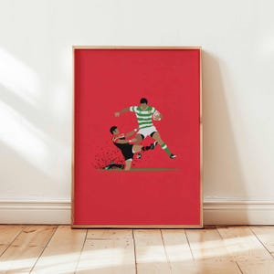 Rugby Poster, Sports Print, Rugby Wall Art, Athlete Decor, Rugby Illustration, Rugby Ball Poster, Rugby Player Print, Gift for Rugby Fans