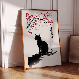 Vintage Japanese Cat Poster, Japanese Cat Print, Cat Gift, Gift for Cat Lovers, Animal Art, Ukiyo-e Print, Asian Art, Oriental Decor