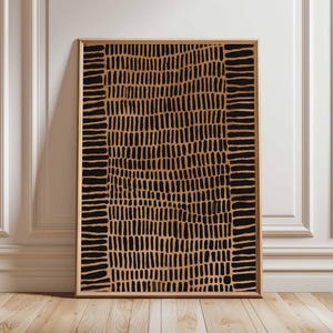 Art mural tribal abstrait | Impression minimaliste moderne | affiche géométrique noire et brune | Décoration d'intérieur bohème contemporaine