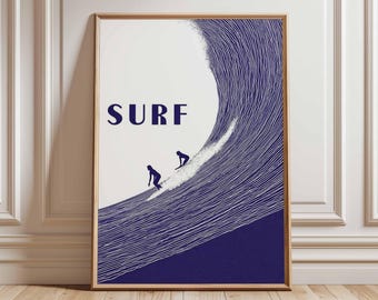 Minimalist Surf Art Print – Ocean Wave Coastal Decor