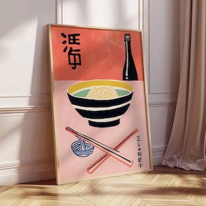 Traditional Japanese Food Poster, Japanese Cuisine Print, Kitchen Wall Decor, Food Art, Vintage Food Poster, Asian Food Illustration