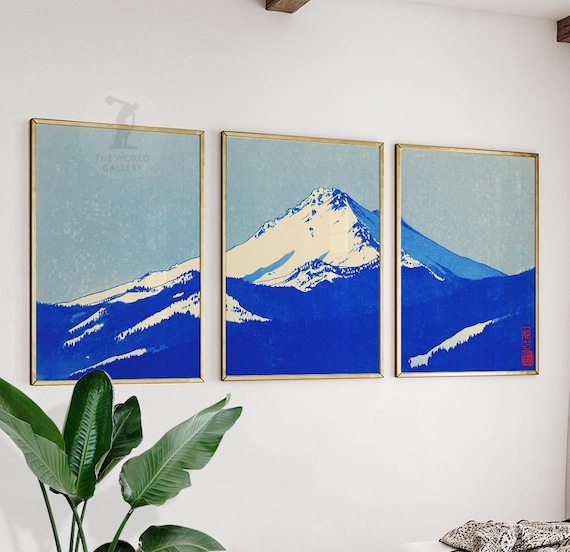 Mount Fuji Art Print Set | Japanese Landscape, Minimalist Triptych