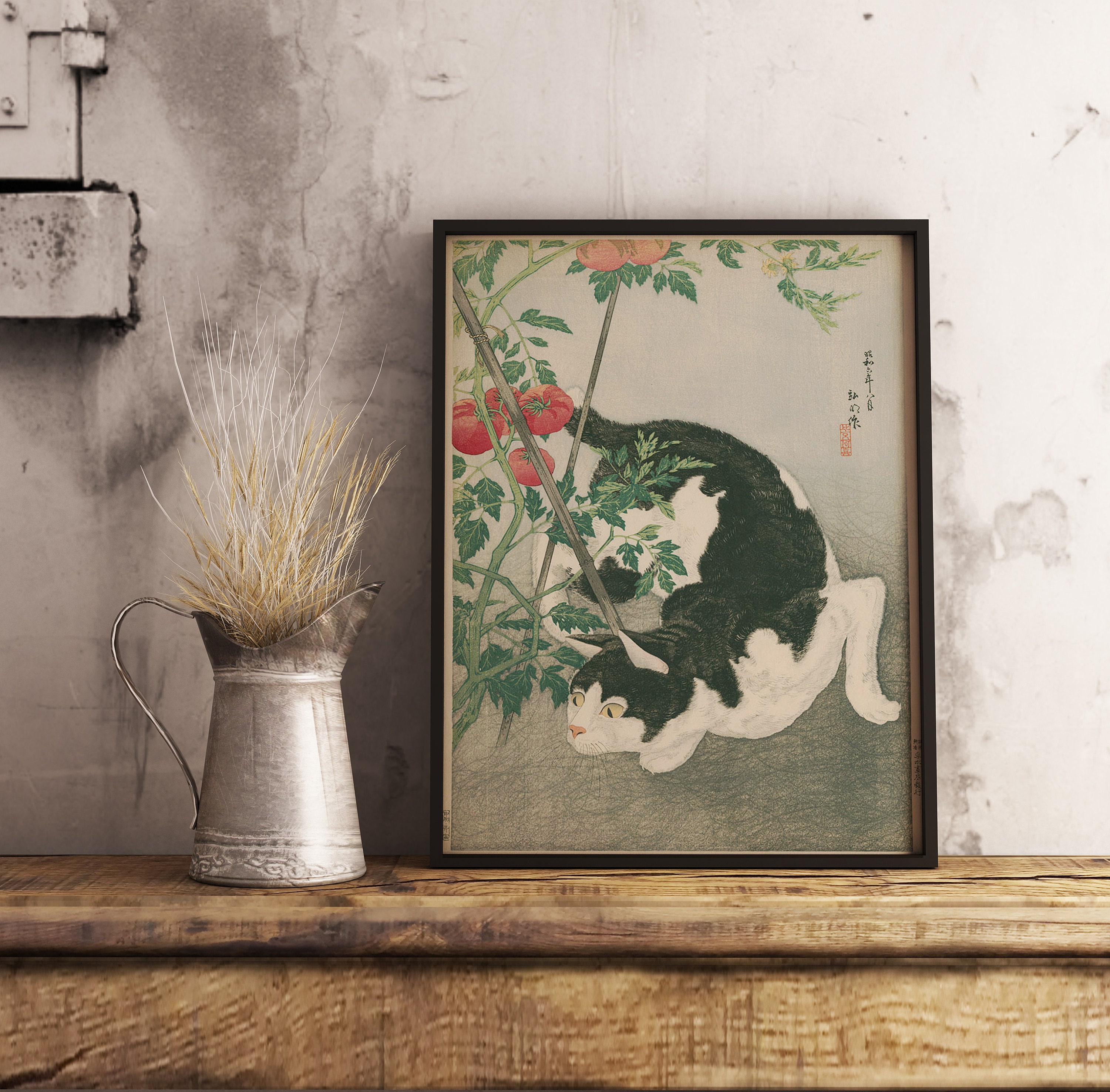 Japanese Cat Poster Japanese Cat Art Print Animal Wall Art - Etsy