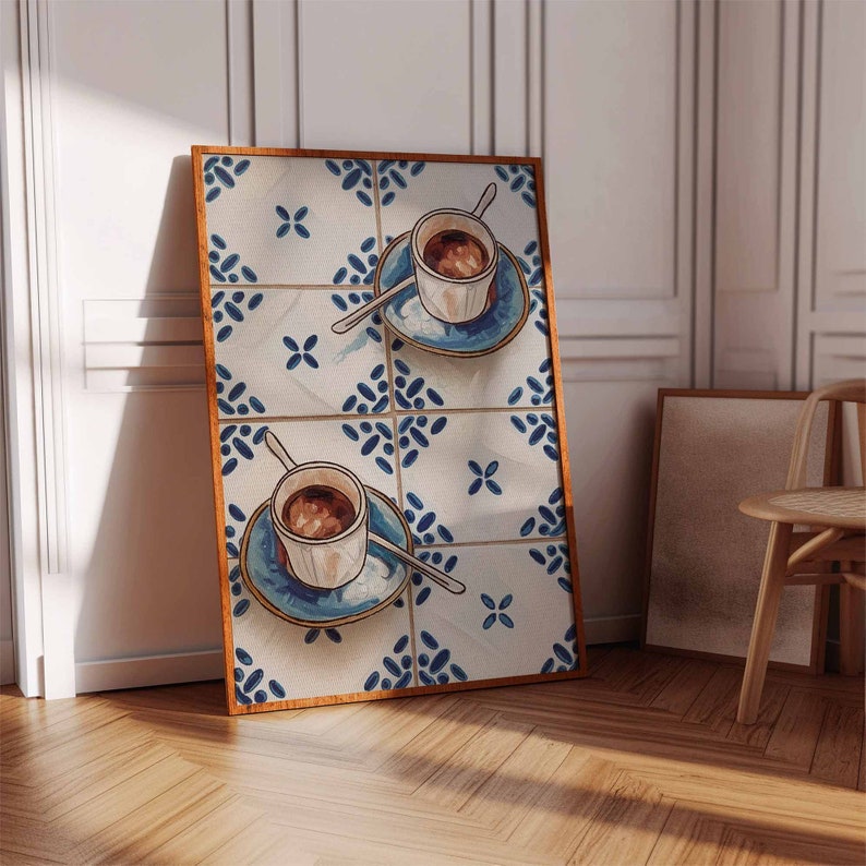 Coffee Poster, Italian Food Print, Kitchen Decor, Retro Coffee Art